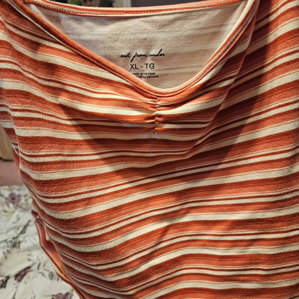 Urban Outfitters Women's Striped Tank Top - Orange and White